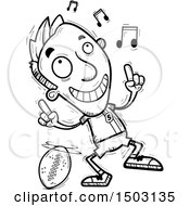 Clipart Of A Black And White Male Football Player Doing A Happy Dance Royalty Free Vector Illustration