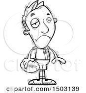 Clipart Of A Black And White Sad Male Football Player Royalty Free Vector Illustration