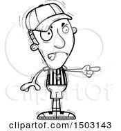 Clipart Of A Black And White Mad Pointing Male Referee Royalty Free Vector Illustration