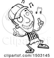 Clipart Of A Black And White Male Referee Doing A Happy Dance Royalty Free Vector Illustration