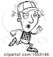 Clipart Of A Black And White Tired Running Male Referee Royalty Free Vector Illustration