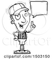 Clipart Of A Black And White Talking Male Referee Royalty Free Vector Illustration