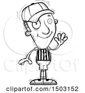 Clipart Of A Black And White Waving Male Referee Royalty Free Vector Illustration