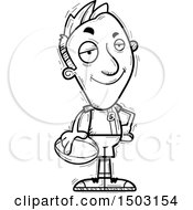 Clipart Of A Black And White Confident Male Rugby Player Royalty Free Vector Illustration