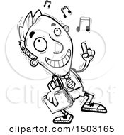 Clipart Of A Black And White Male Private School Student Doing A Happy Dance Royalty Free Vector Illustration
