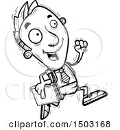 Clipart Of A Black And White Running Male Private School Student Royalty Free Vector Illustration
