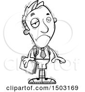 Clipart Of A Black And White Sad Male Private School Student Royalty Free Vector Illustration