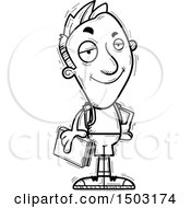 Clipart Of A Black And White Confident Male College Student Royalty Free Vector Illustration