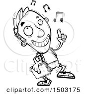 Clipart Of A Black And White Male College Student Doing A Happy Dance Royalty Free Vector Illustration