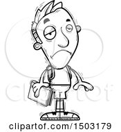 Clipart Of A Black And White Sad Male College Student Royalty Free Vector Illustration