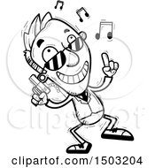 Clipart Of A Black And White Dancing Caucasian Man Secret Service Agent Royalty Free Vector Illustration
