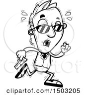 Clipart Of A Black And White Tired Running Caucasian Man Secret Service Agent Royalty Free Vector Illustration