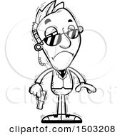 Clipart Of A Black And White Sad Caucasian Man Secret Service Agent Royalty Free Vector Illustration