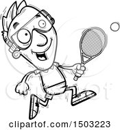 Poster, Art Print Of Black And White Running Caucasian Man Racquetball Player