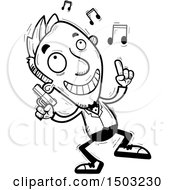 Clipart Of A Black And White Dancing Caucasian Man Spy Royalty Free Vector Illustration
