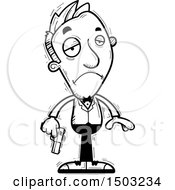 Clipart Of A Black And White Sad Caucasian Man Spy Royalty Free Vector Illustration