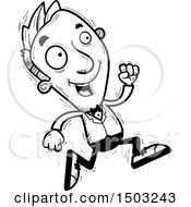 Clipart Of A Black And White Running Caucasian Man In A Tuxedo Royalty Free Vector Illustration