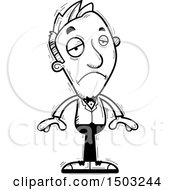 Clipart Of A Black And White Sad Caucasian Man In A Tuxedo Royalty Free Vector Illustration
