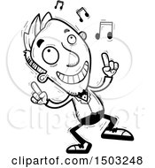 Clipart Of A Black And White Dancing Caucasian Man In A Tuxedo Royalty Free Vector Illustration