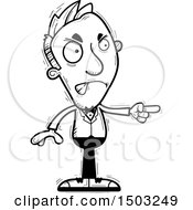 Clipart Of A Black And White Mad Pointing Caucasian Man In A Tuxedo Royalty Free Vector Illustration