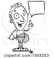 Clipart Of A Black And White Talking Caucasian Man Badminton Player Royalty Free Vector Illustration