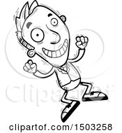 Poster, Art Print Of Black And White Jumping Energetic Caucasian Business Man