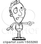Clipart Of A Black And White Mad Pointing Caucasian Business Man Royalty Free Vector Illustration