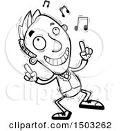 Clipart Of A Black And White Dancing Caucasian Business Man Royalty Free Vector Illustration