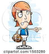 Clipart Of A Mad Pointing White Female Football Player Royalty Free Vector Illustration