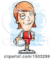 Clipart Of A Confident White Female Rugby Player Royalty Free Vector Illustration