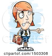 Clipart Of A Mad Pointing White Female College Student Royalty Free Vector Illustration