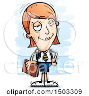Clipart Of A Confident White Female College Student Royalty Free Vector Illustration