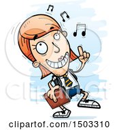 Clipart Of A White Female College Student Doing A Happy Dance Royalty Free Vector Illustration