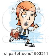 Clipart Of A Tired Running White Female College Student Royalty Free Vector Illustration