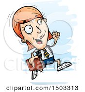 Clipart Of A Running White Female College Student Royalty Free Vector Illustration