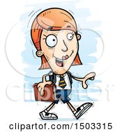 Clipart Of A Walking White Female College Student Royalty Free Vector Illustration