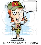 Clipart Of A Talking White Female Scout Royalty Free Vector Illustration