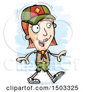 Clipart Of A Walking White Female Scout Royalty Free Vector Illustration