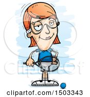 Clipart Of A Confident Caucasian Woman Raquetball Player Royalty Free Vector Illustration