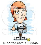 Clipart Of A Confident Caucasian Woman Tennis Player Royalty Free Vector Illustration