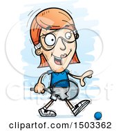 Clipart Of A Walking Caucasian Woman Raquetball Player Royalty Free Vector Illustration