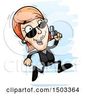 Clipart Of A Running Caucasian Woman Secret Service Agent Royalty Free Vector Illustration