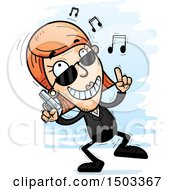 Clipart Of A Dancing Caucasian Woman Secret Service Agent Royalty Free Vector Illustration