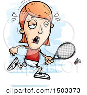 Clipart Of A Tired Caucasian Woman Badminton Player Royalty Free Vector Illustration