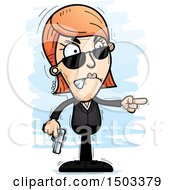 Clipart Of A Mad Pointing Caucasian Woman Secret Service Agent Royalty Free Vector Illustration