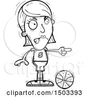 Clipart Of A Black And White Mad Pointing White Female Basketball Player Royalty Free Vector Illustration