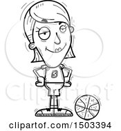 Clipart Of A Black And White Confident White Female Basketball Player Royalty Free Vector Illustration
