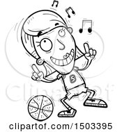 Clipart Of A Black And White White Female Basketball Player Doing A Happy Dance Royalty Free Vector Illustration