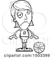 Clipart Of A Black And White Sad White Female Basketball Player Royalty Free Vector Illustration