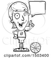 Clipart Of A Black And White Talking White Female Basketball Player Royalty Free Vector Illustration